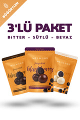 Freeze Dried Böğürtlen Draje (Sütlü, Bitter, Beyaz) 3'lü Paket