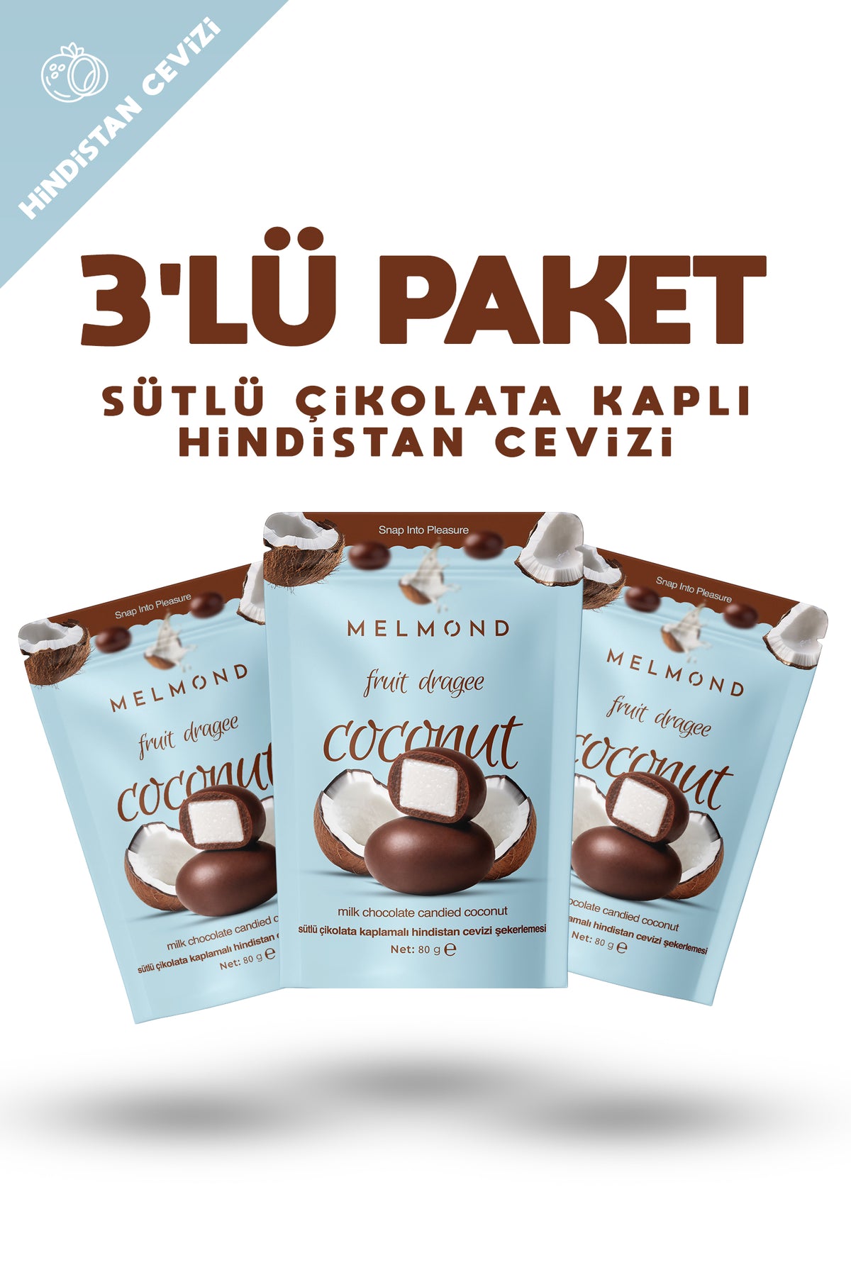 Sütlü Çikolata Kaplamalı Hindistan Cevizi Şerlemesi 3'lü Paket