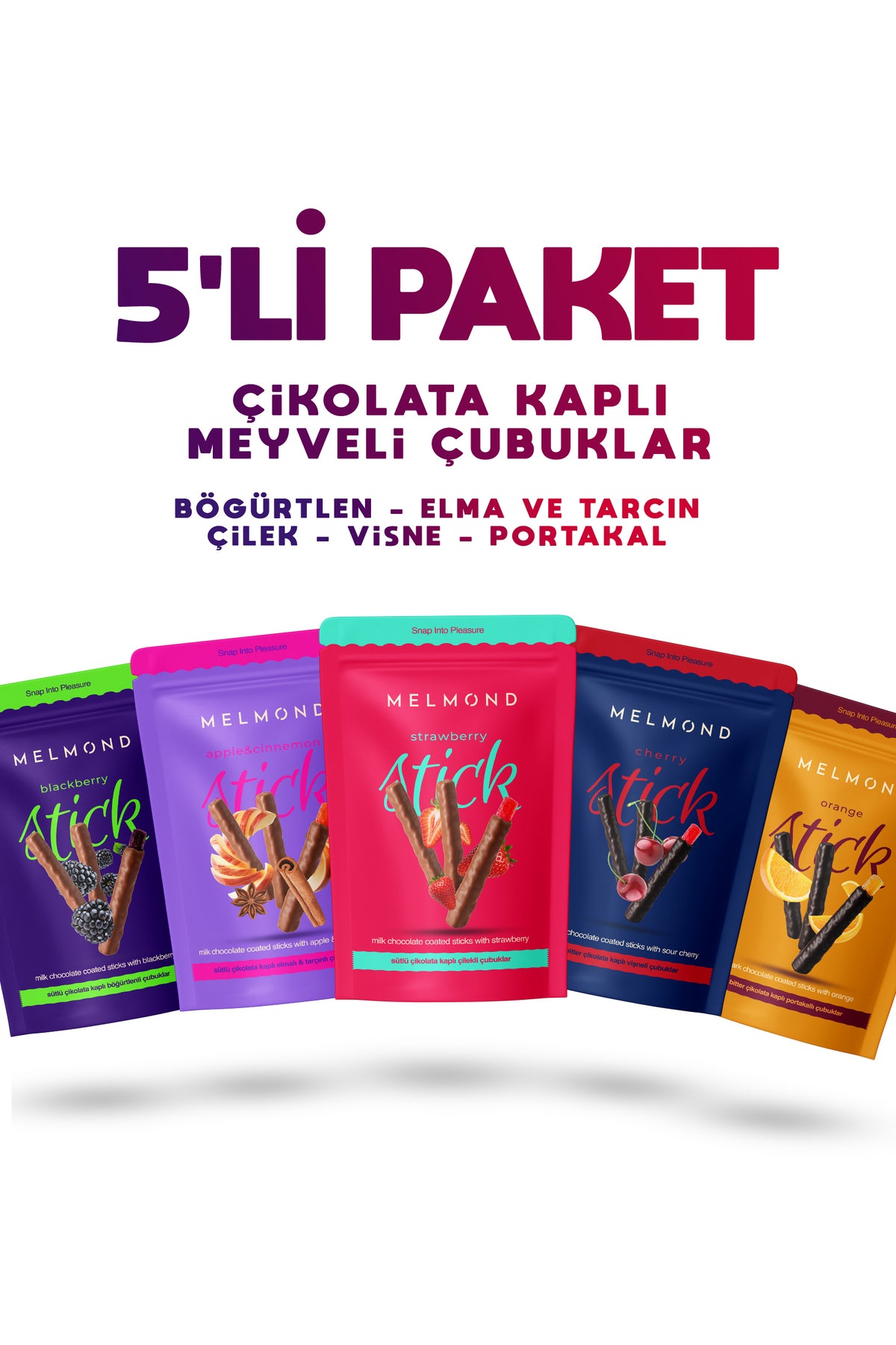 Çikolata Kaplı Meyve Şeritleri 5'li Paket